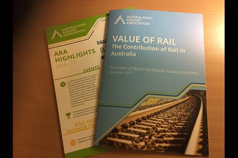 The Value of Rail report was launched by the Australasian Railway Association at AusRail Plus.